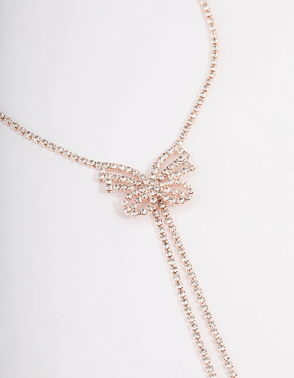 Rose Gold Diamante Butterfly Drop Choker