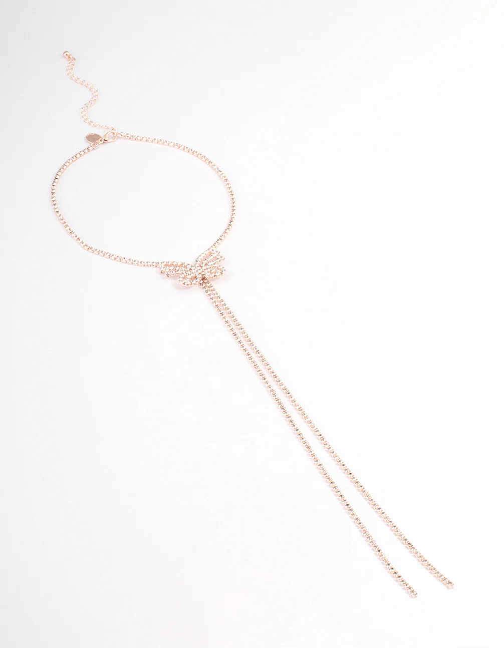 Rose Gold Diamante Butterfly Drop Choker - Image 2