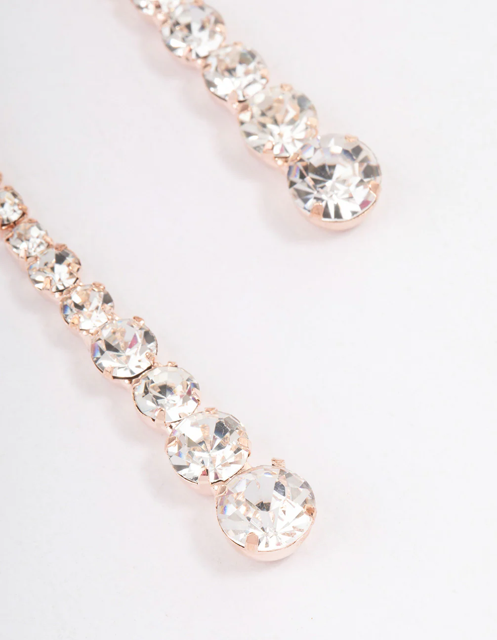 Rose Gold Diamante Graduated Straight Drop Earrings - Image 3
