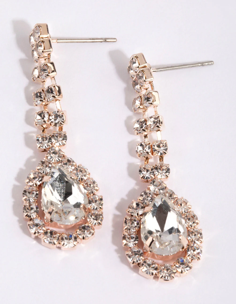 Rose Gold Diamante Necklace & Earrings Set - Image 5
