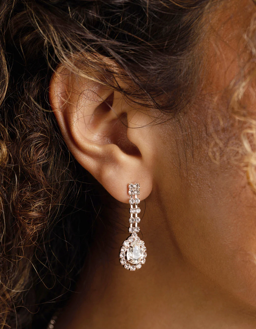 Rose Gold Diamante Necklace & Earrings Set - Image 6