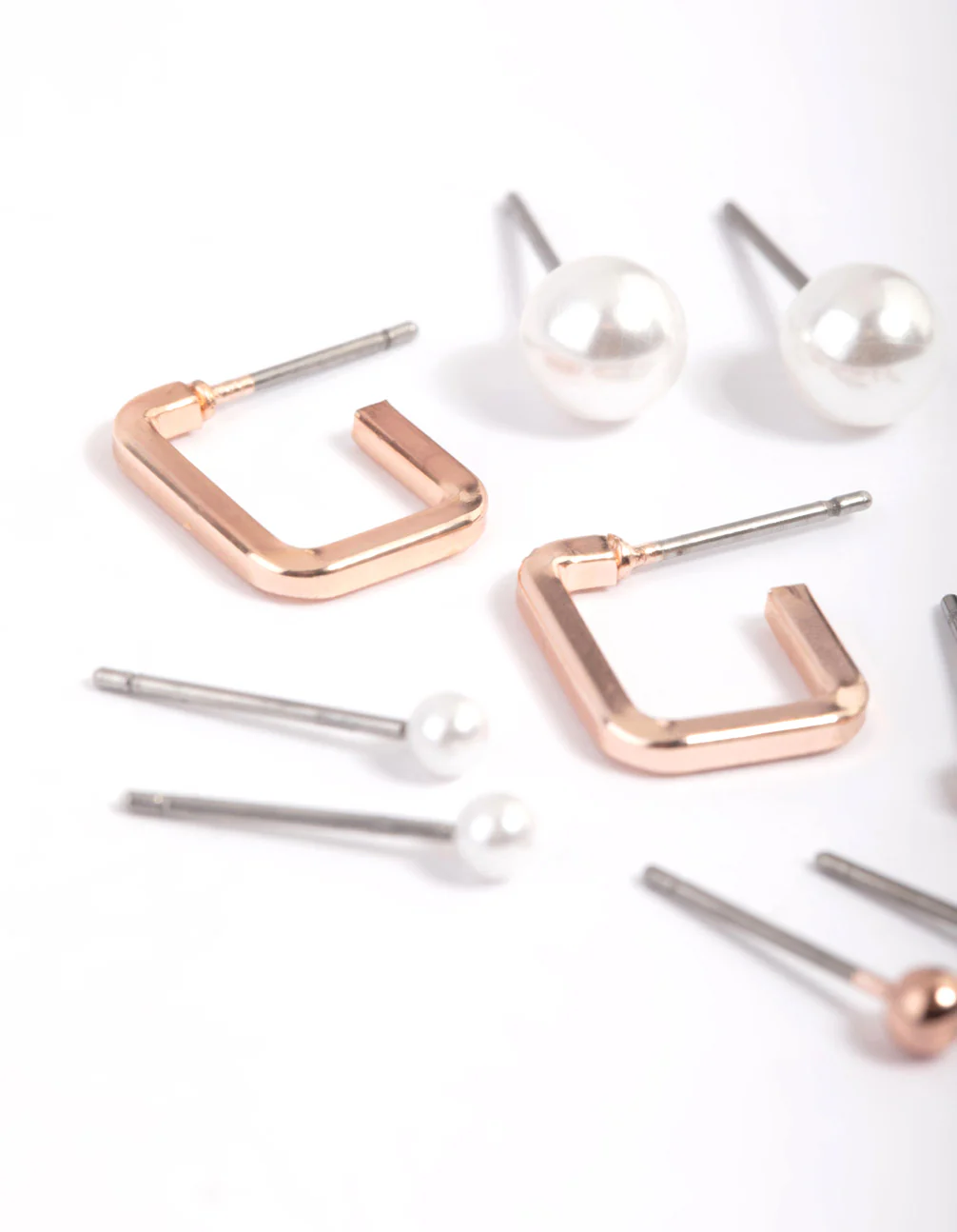 Rose Gold Pearl Earrings 5-Pack - Image 2