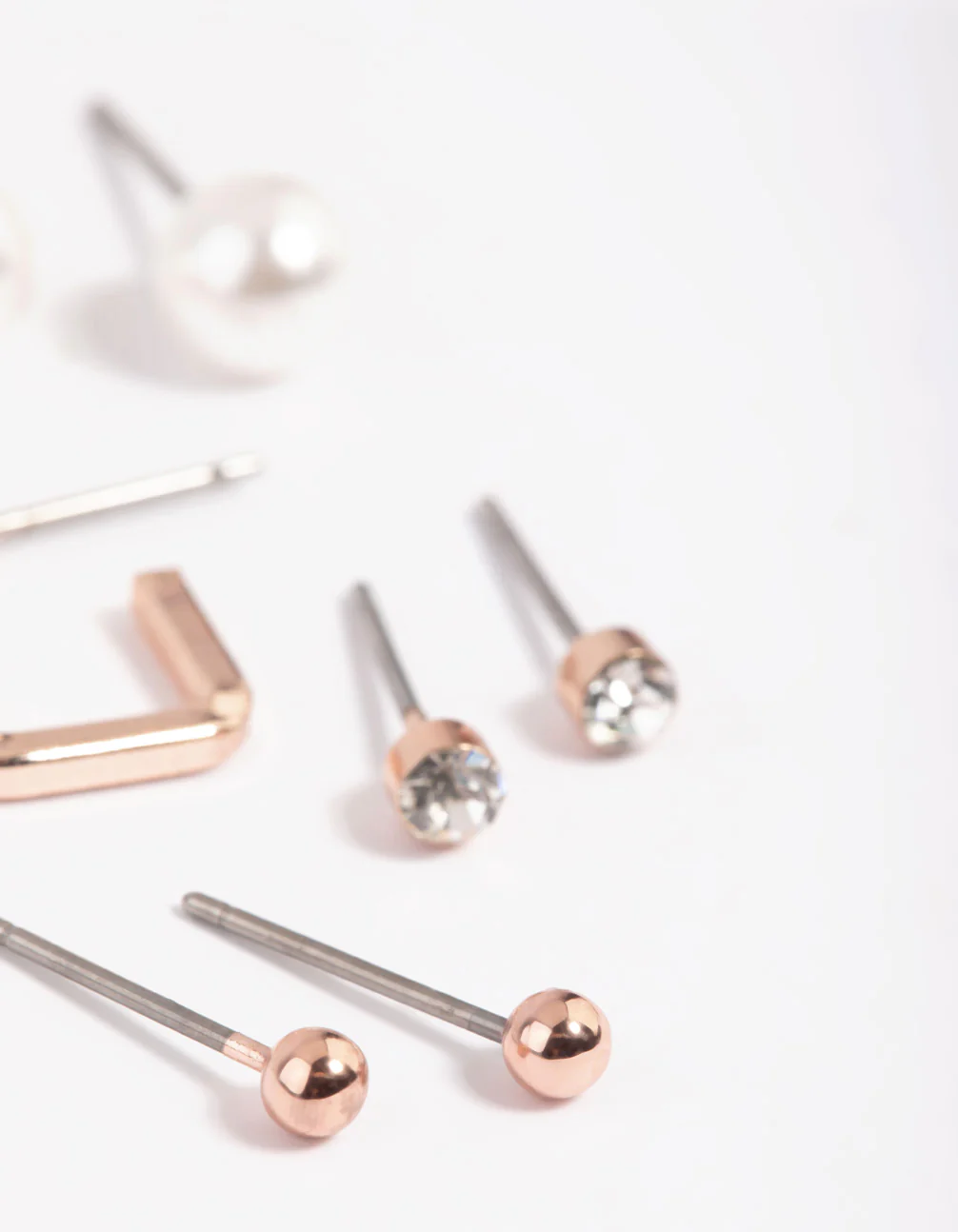 Rose Gold Pearl Earrings 5-Pack - Image 3