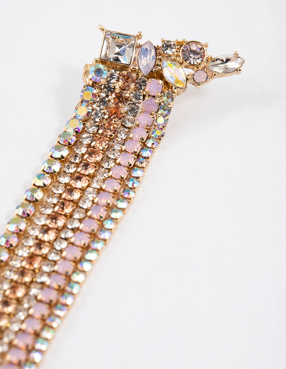 Gold Mixed Stone Cluster Drop Earrings - Image 3