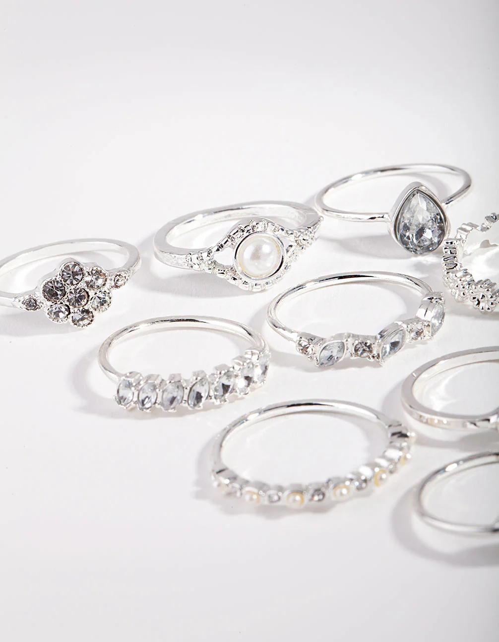 Silver Dainty Floral Ring 10-Pack - Image 2