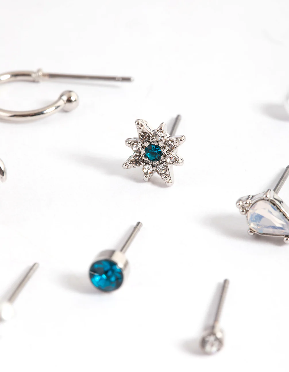 Rhodium Stone & Pearl Celestial Stack Earrings - Image 3