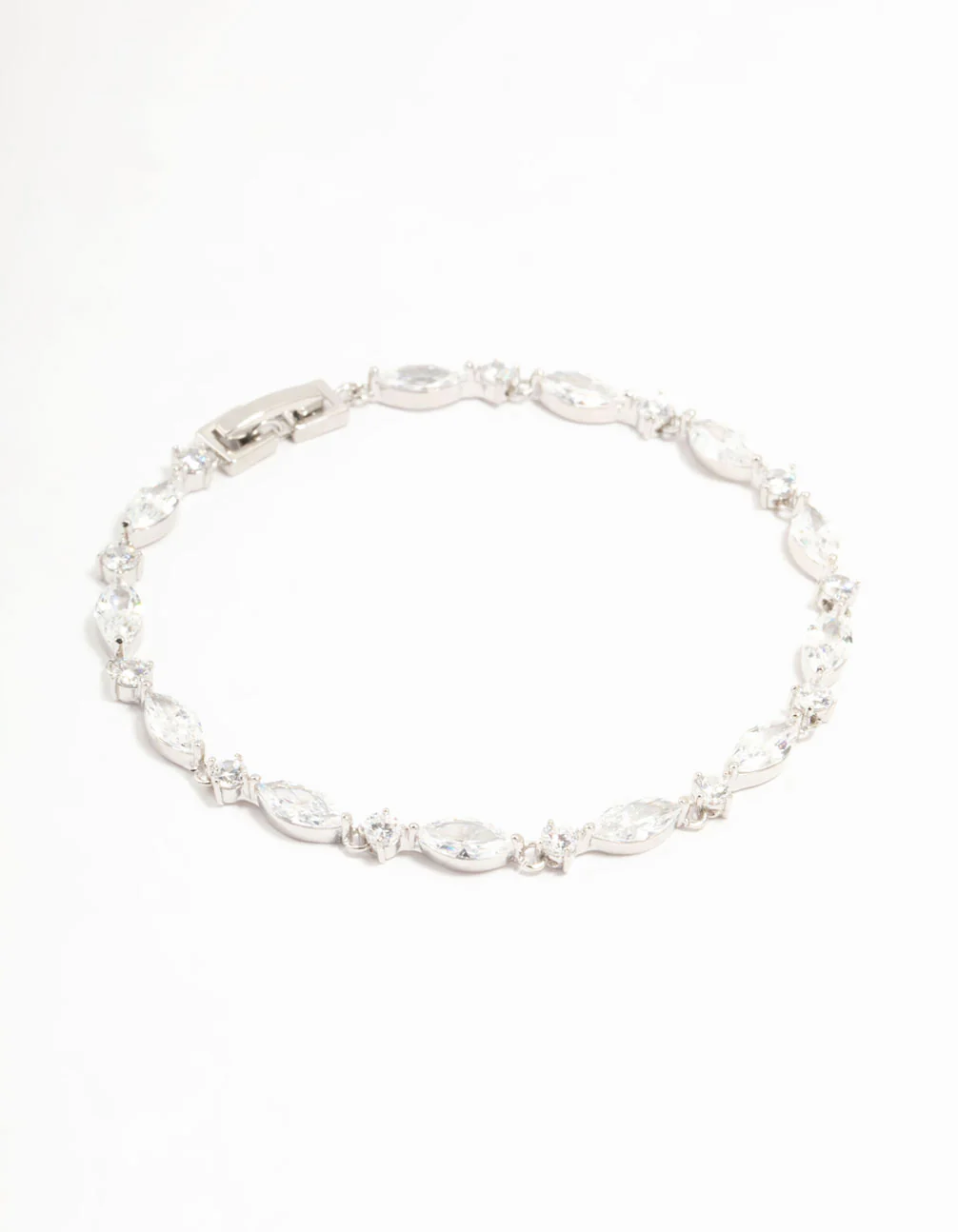Silver Almond Cubic Zirconia Tennis Bracelet