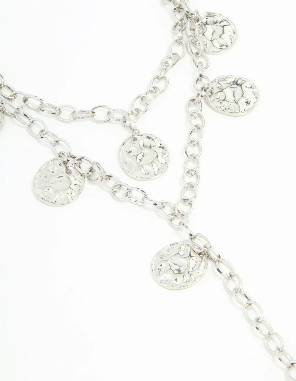 Silver Crushed Coin Layered Necklace