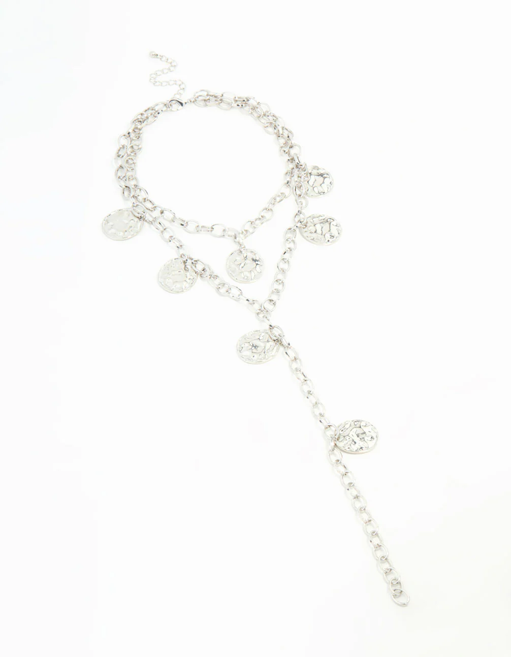 Silver Crushed Coin Layered Necklace - Image 2