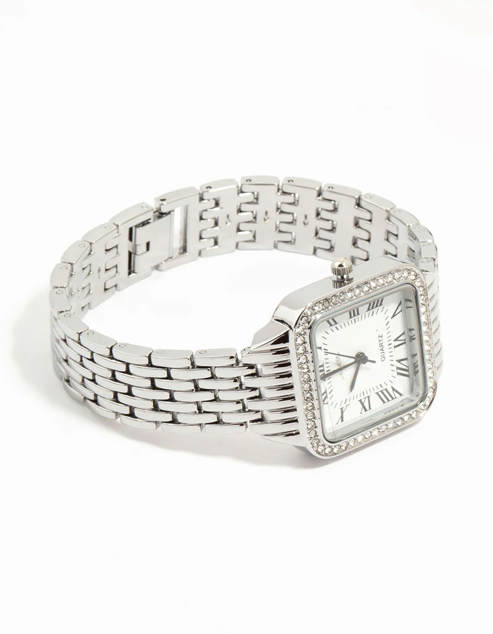 Silver Crystal Roman Numeral Watch - Image 3