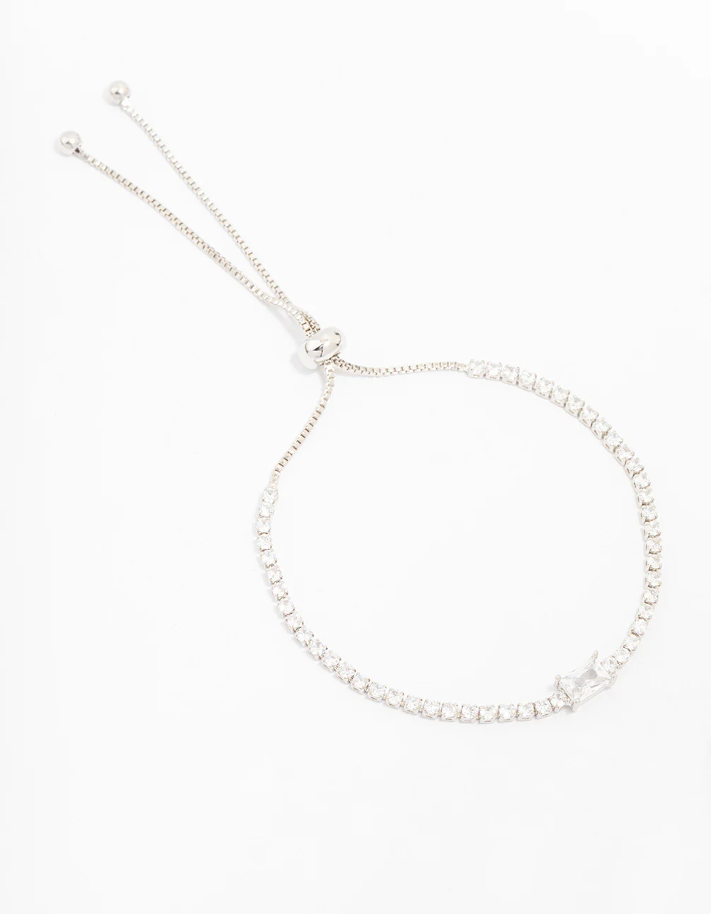 Silver Cubic Zirconia Toggle Bracelet