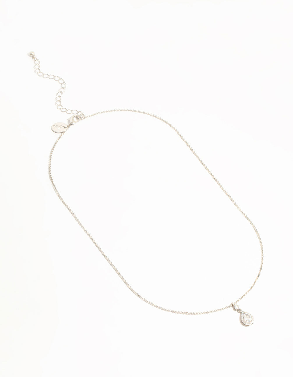 Silver Pear Cubic Zirconia Pendant Necklace - Image 4