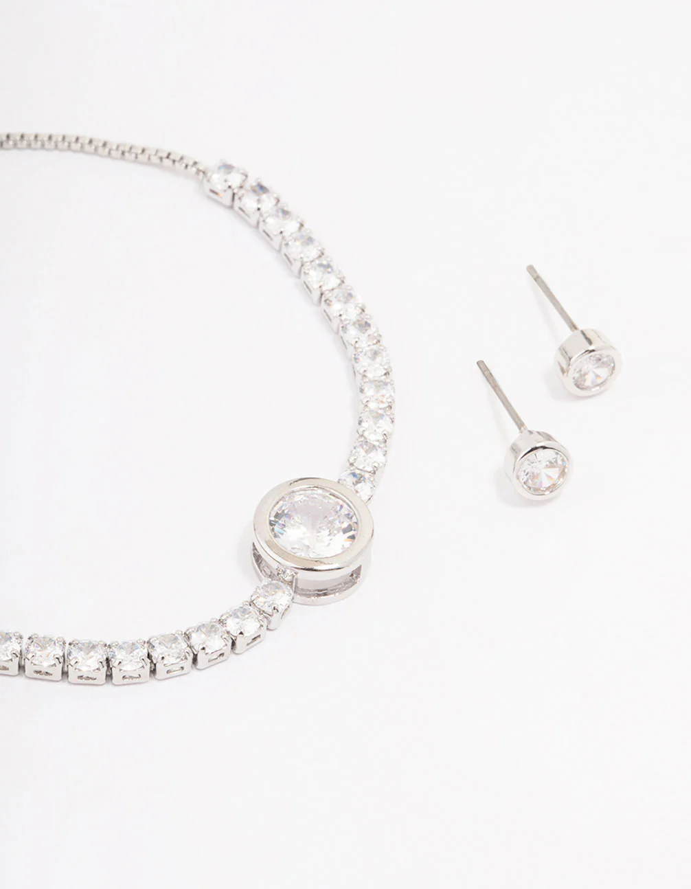Silver Round Cubic Zirconia Toggle Bracelet Set - Image 2