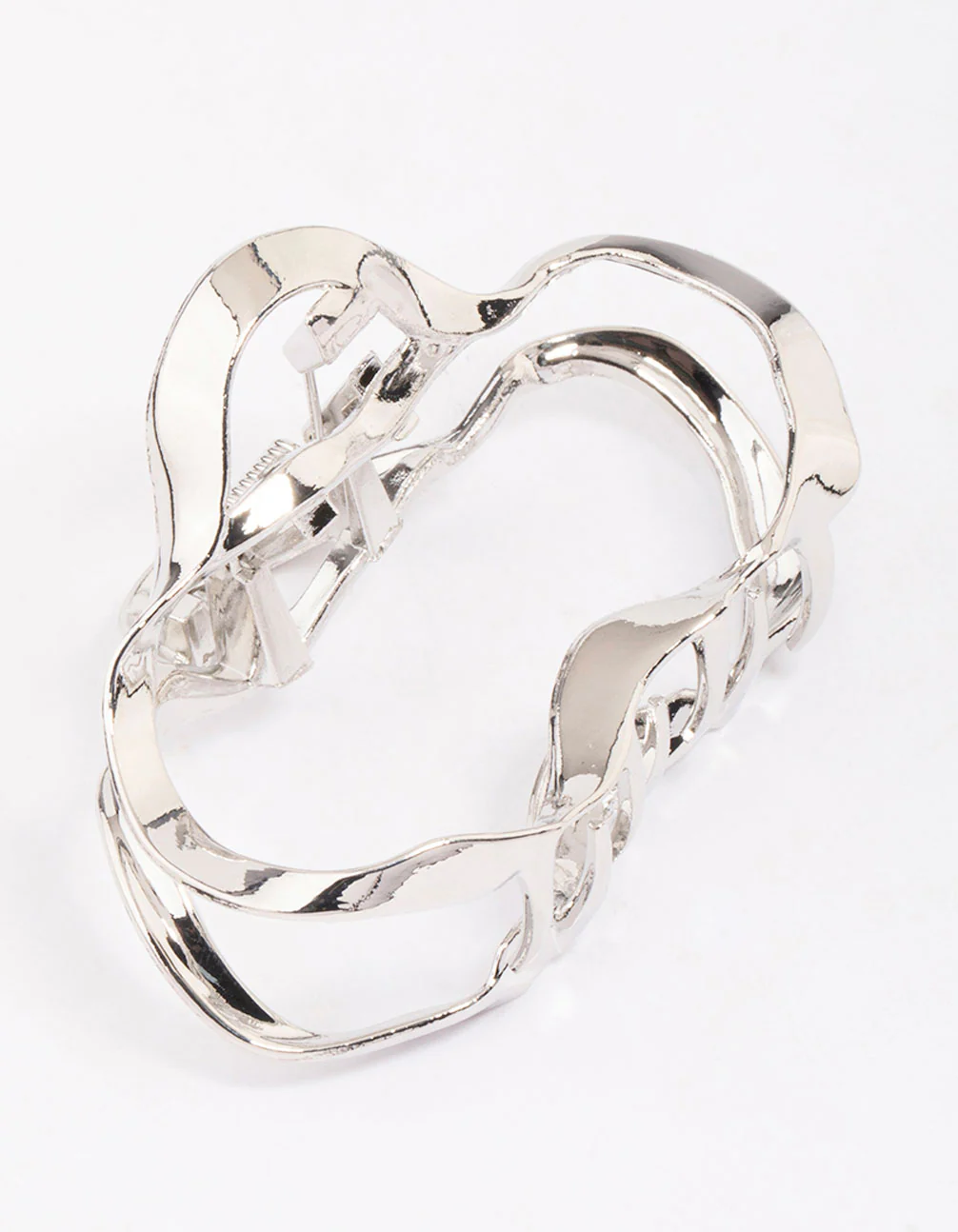 Silver Wavy Oval Hair Claw Clip - Image 2