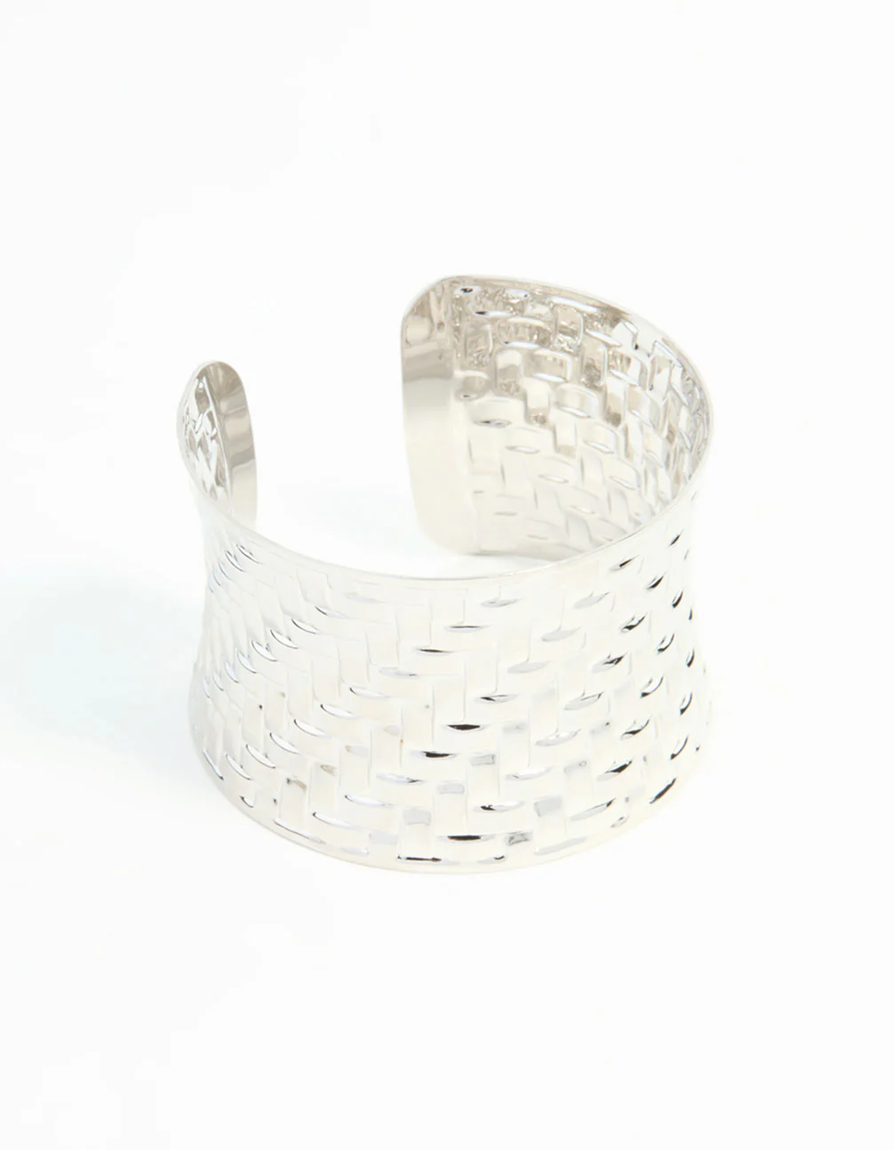 Silver Woven Large Wrist Cuff