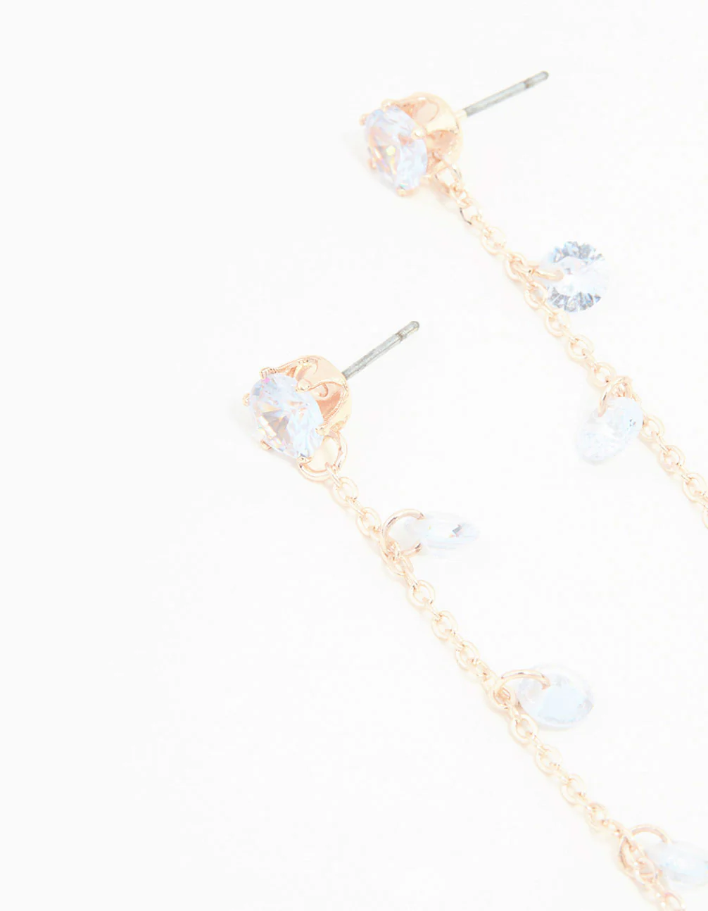 Rose Gold Blue Cubic Zirconia Droplet Drop Earrings - Image 2