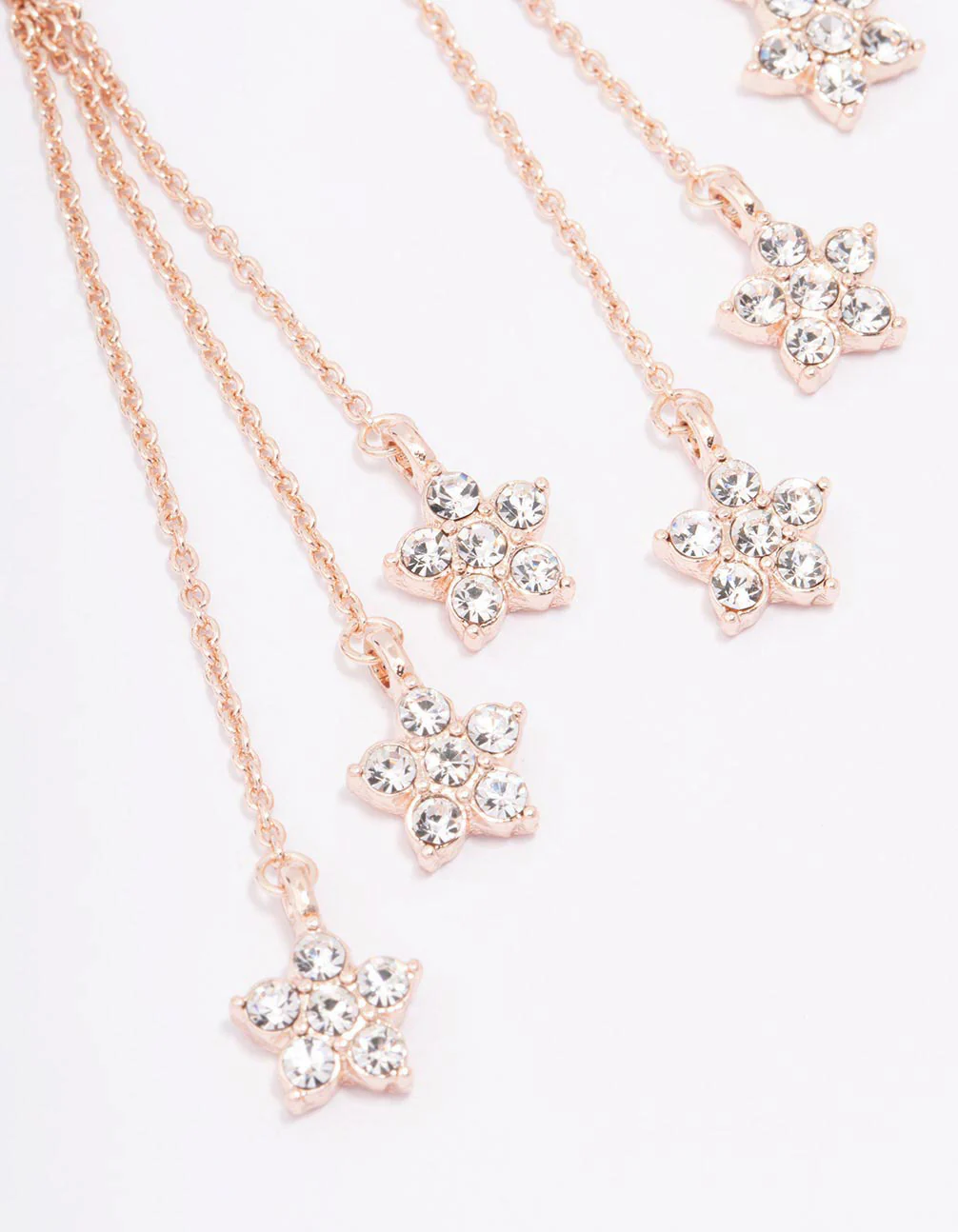 Rose Gold Celestial Triple Row Drop Earrings - Image 3