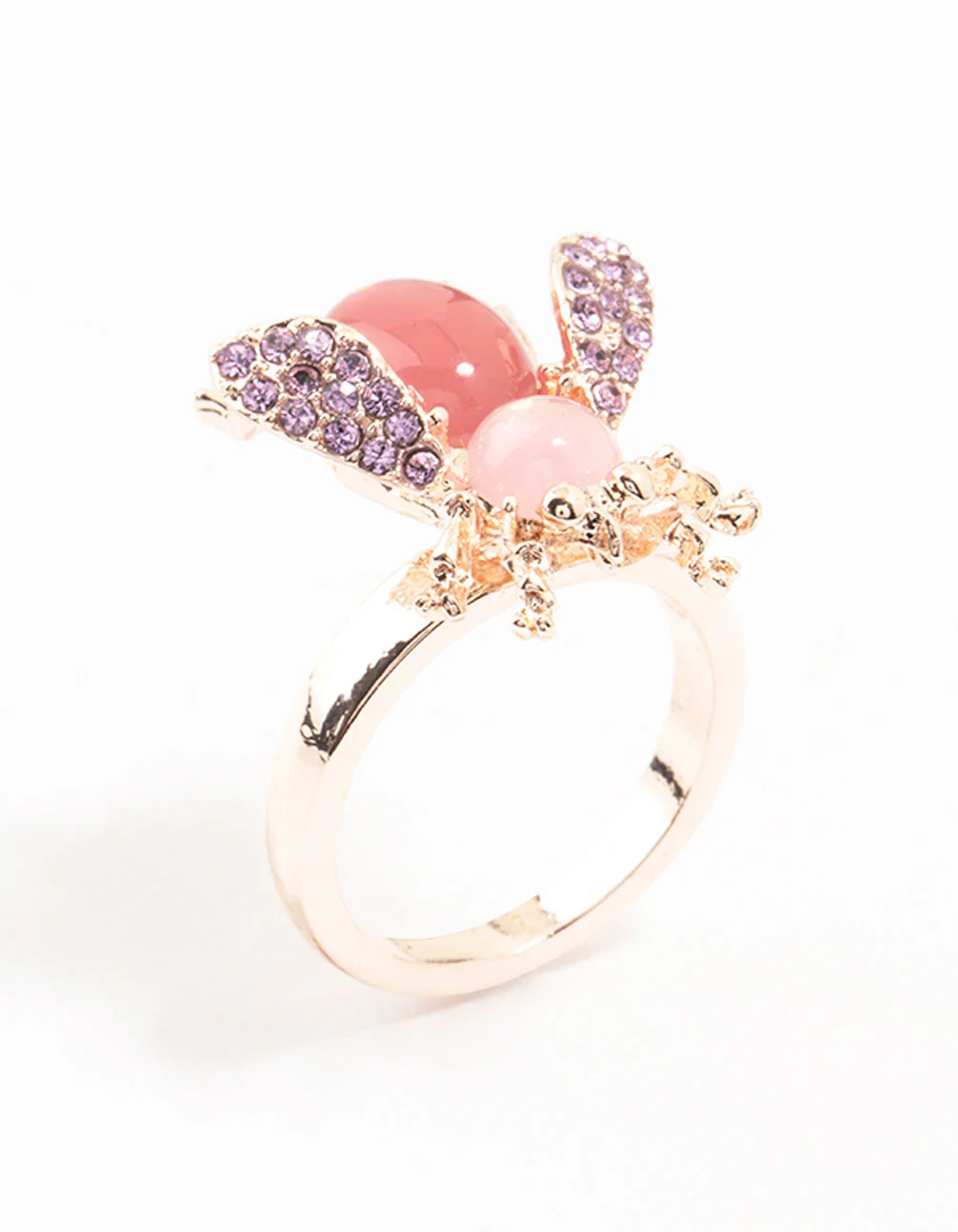 Rose Gold Diamante Beetle Ring - Image 2