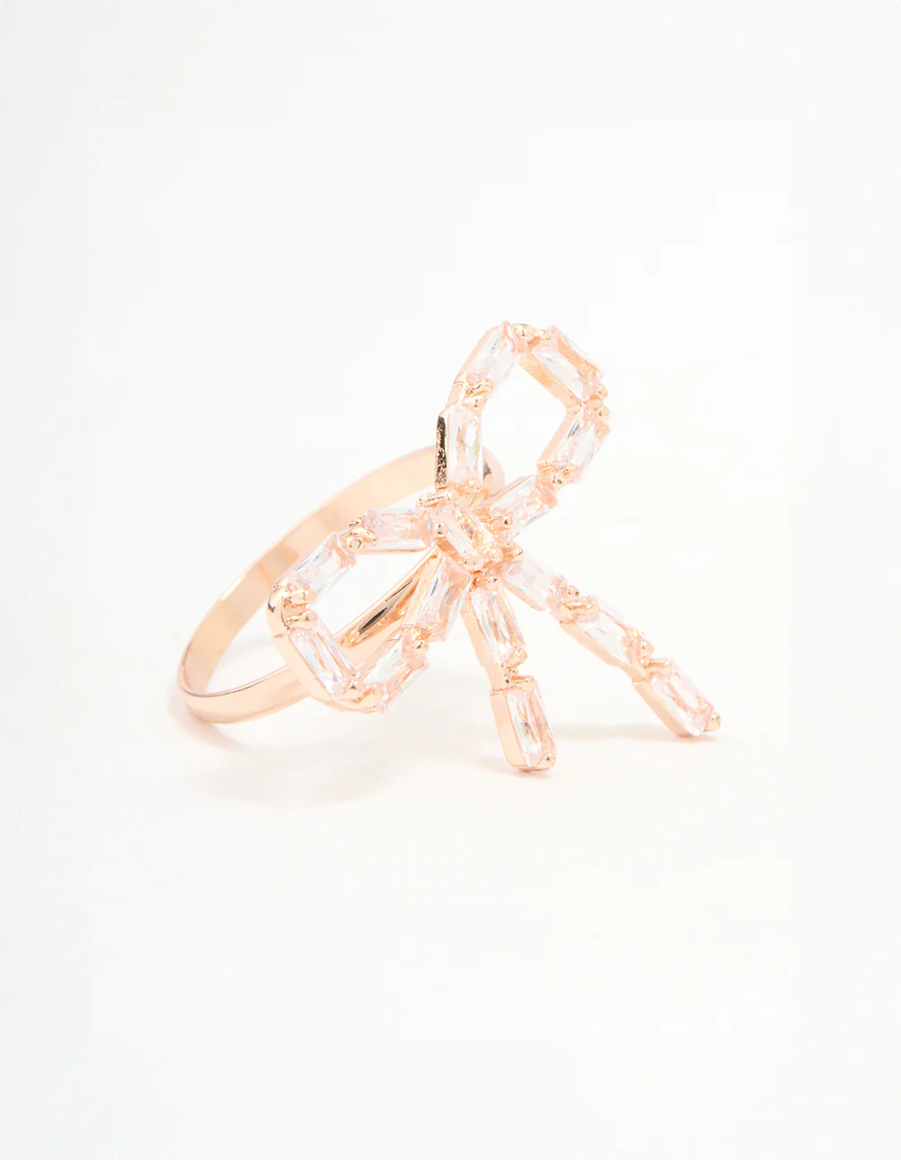 Rose Gold Diamante Bow Ring