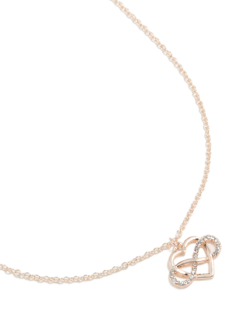 Rose Gold Diamante Open Heart Infinity Necklace