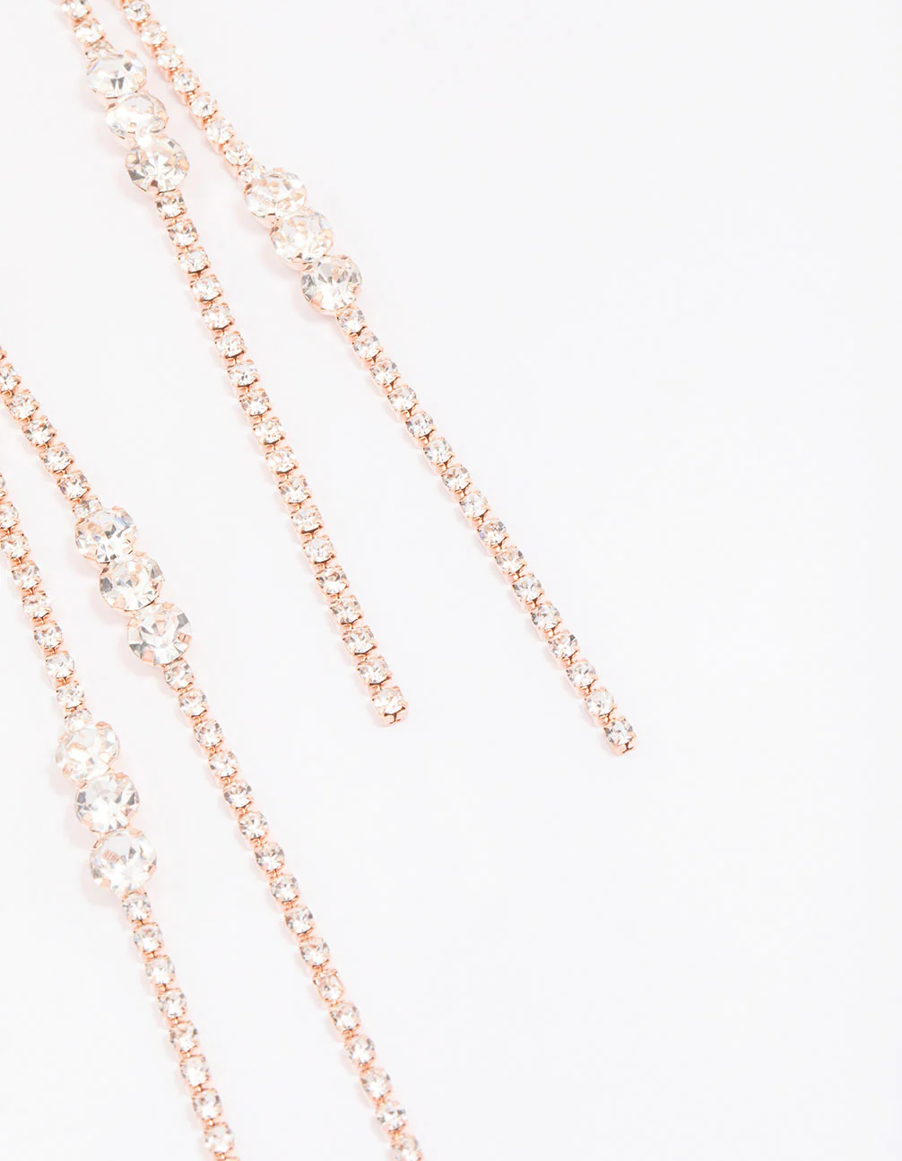 Rose Gold Diamante Trio Cluster Drop Earrings - Image 2
