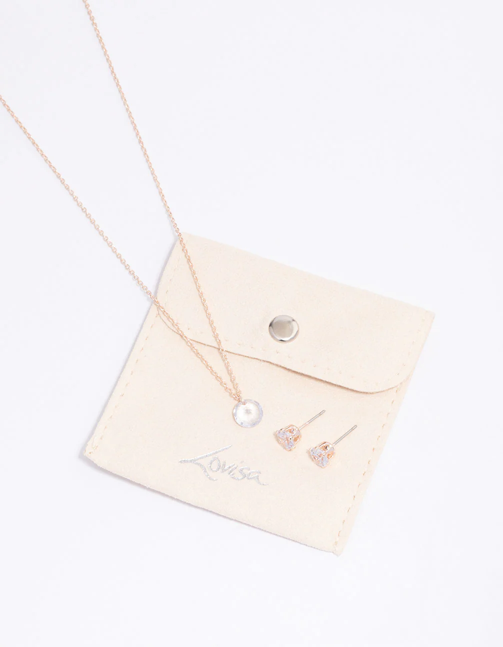 Rose Gold Floating Cubic Zirconia Droplet Necklace & Earring Set