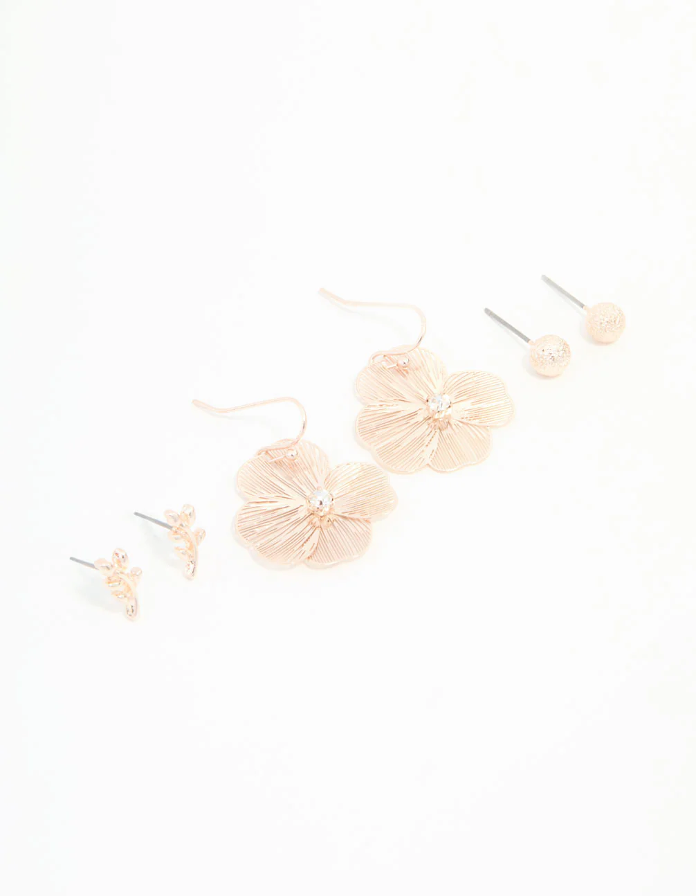 Rose Gold Floral Earrings 3-Pack
