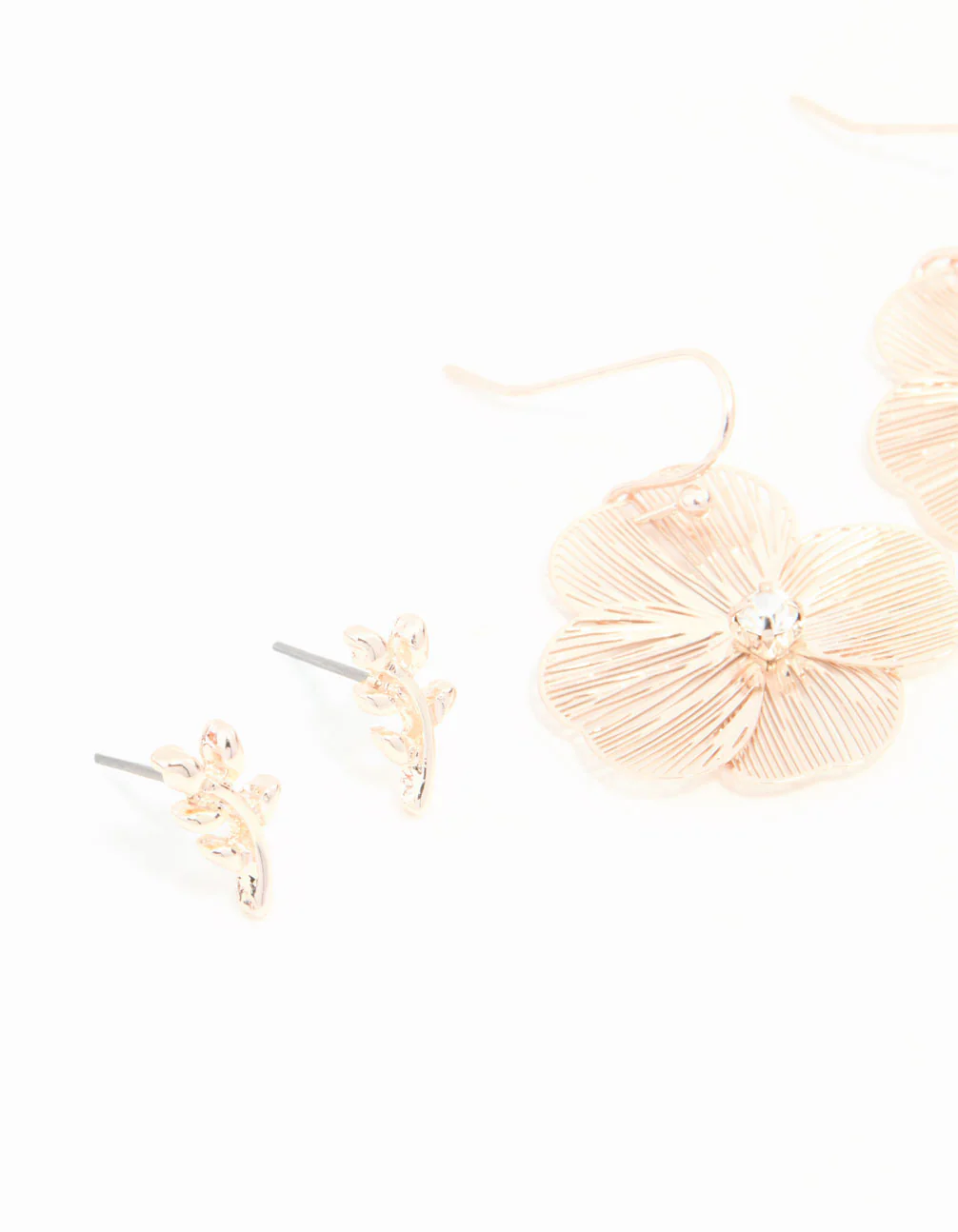 Rose Gold Floral Earrings 3-Pack - Image 2