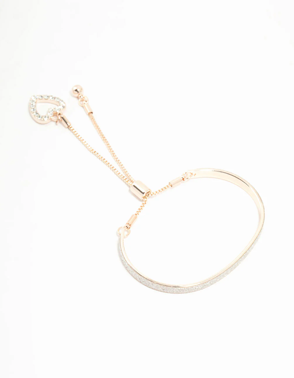 Rose Gold Glitter & Heart Toggle Bracelet