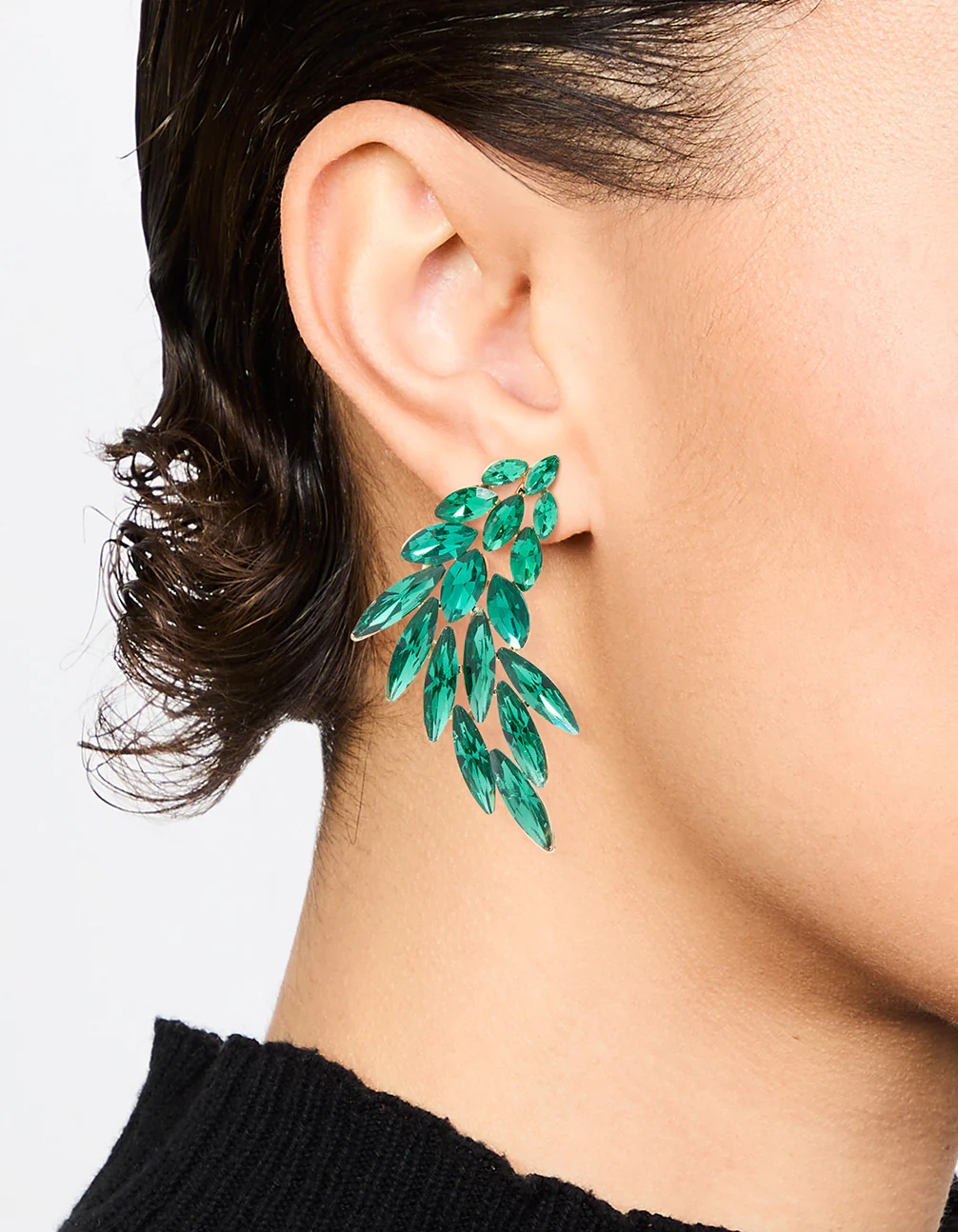 Rose Gold Green Stone Stud Earrings - Image 2