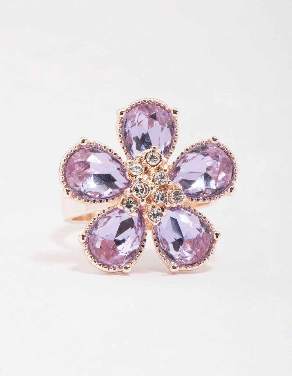 Rose Gold Lilac Flower Petal Ring - Image 3
