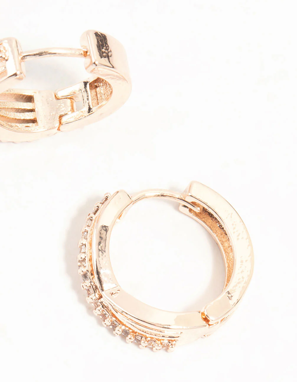 Rose Gold Mini Cubic Zirconia Twist Huggie Earrings - Image 5
