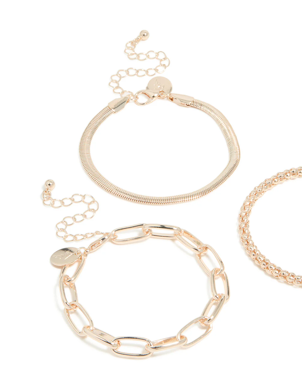 Rose Gold Mixed Chains Bracelet 3-Pack - Image 2