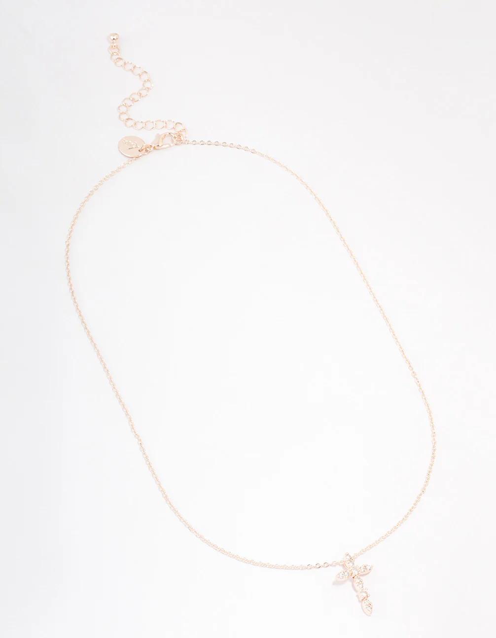 Rose Gold Plated Cubic Zirconia Large Cross Pendant Necklace - Image 2