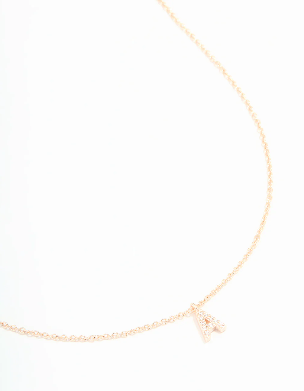 Rose Gold Plated Cubic Zirconia Letter A Necklace