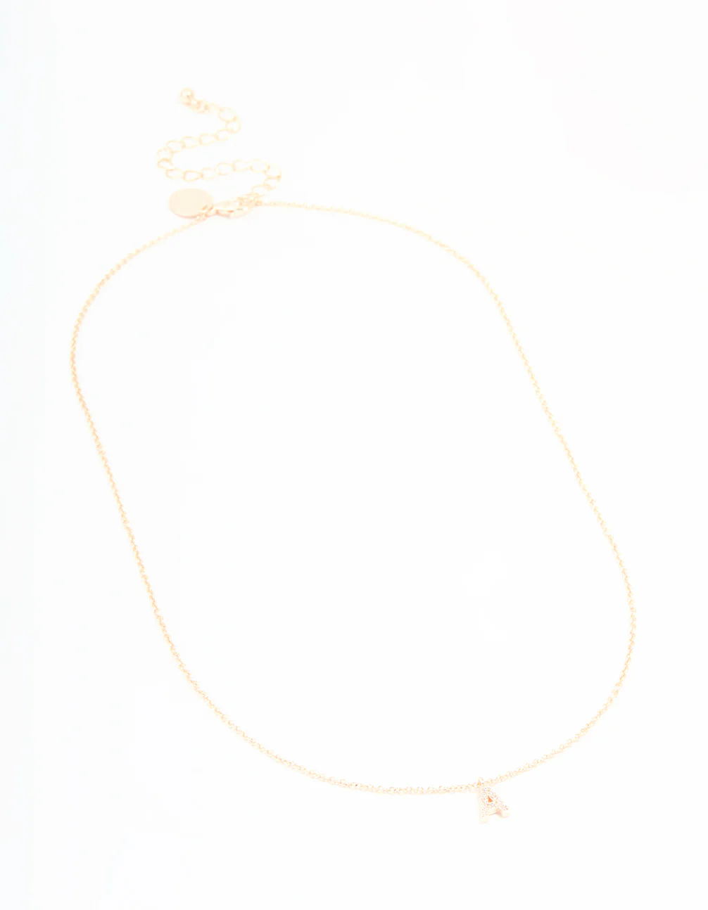 Rose Gold Plated Cubic Zirconia Letter A Necklace - Image 4