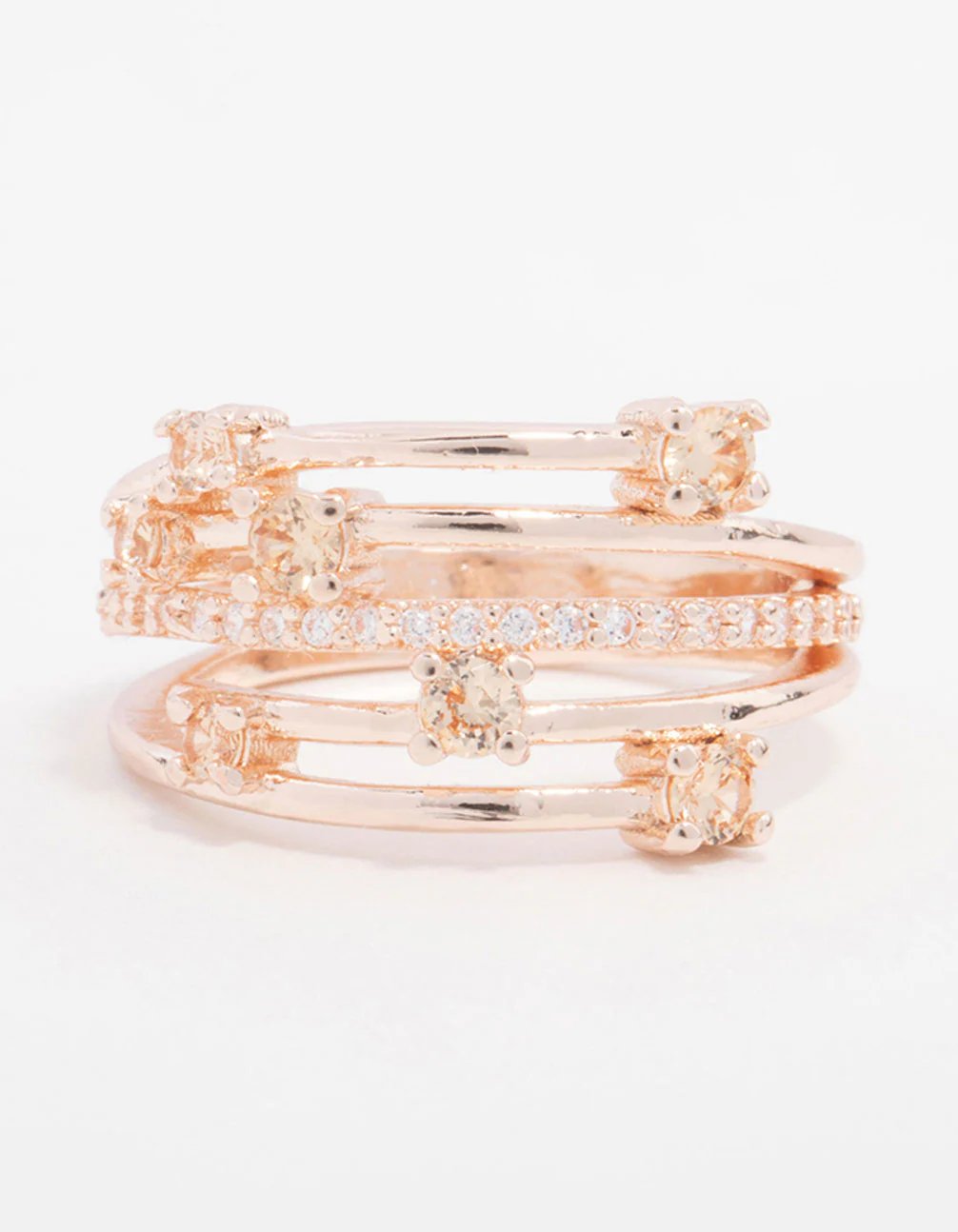 Rose Gold Plated Cubic Zirconia Pave & Scatter Ring - Image 3