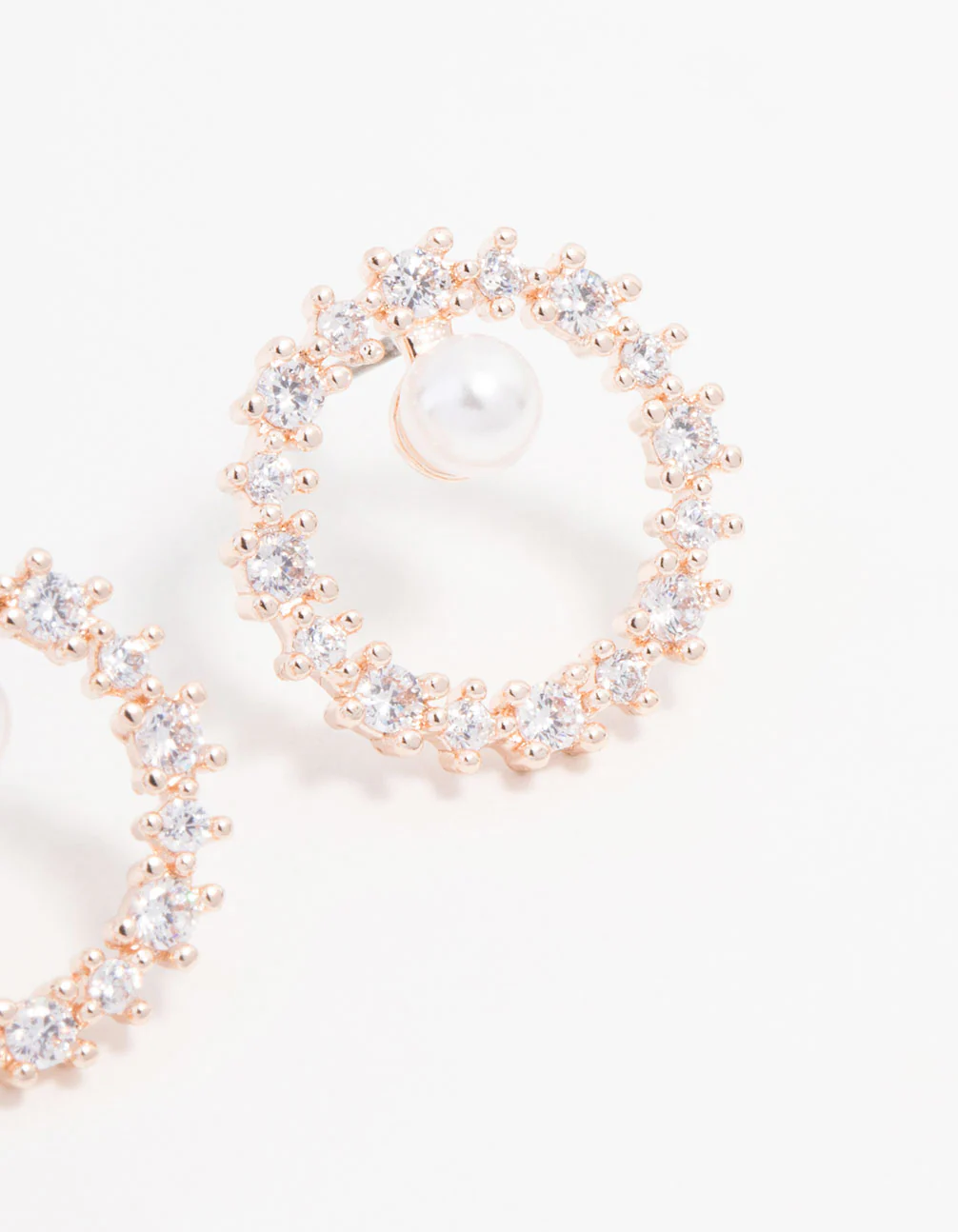 Rose Gold Plated Cubic Zirconia With Pearl Wreath Earrings - Image 3