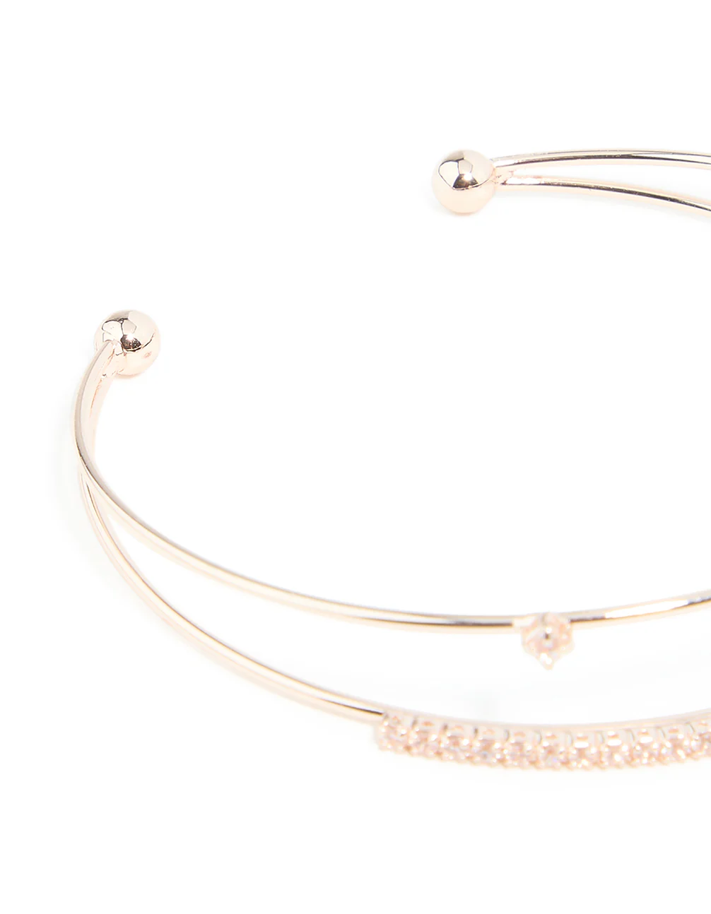 Rose Gold Plated Diamante Flower Wrist Cuff - Image 3