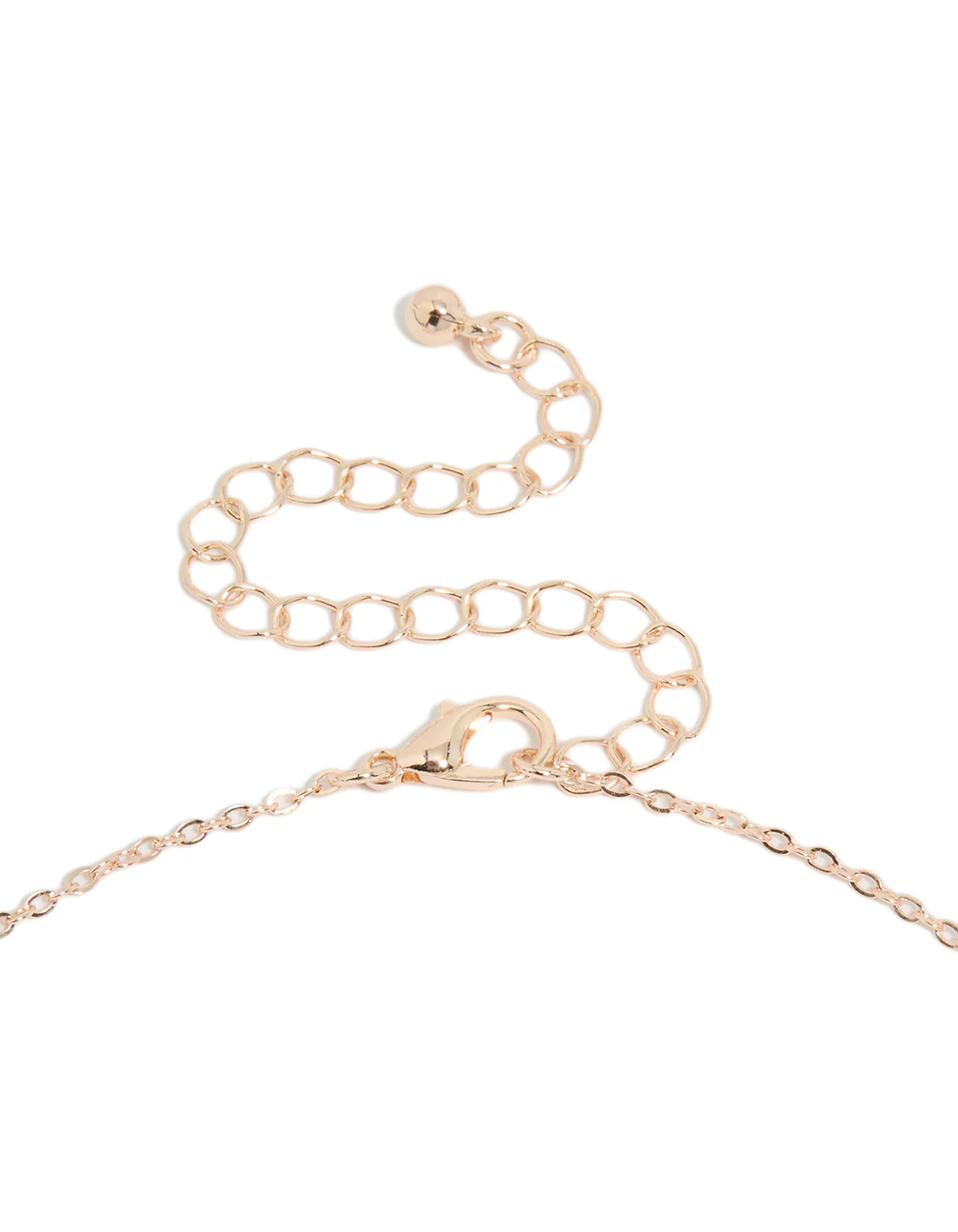 Rose Gold Plated Diamante & Pink Outline Flower Pendant Necklace - Image 3