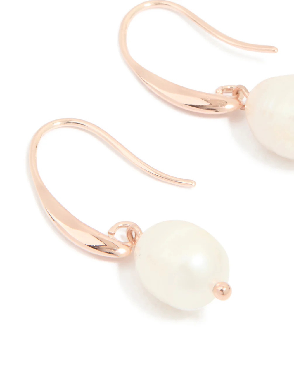 Rose Gold Plated Freshwater Pearl Medium Hook Drop Earrings - Image 4