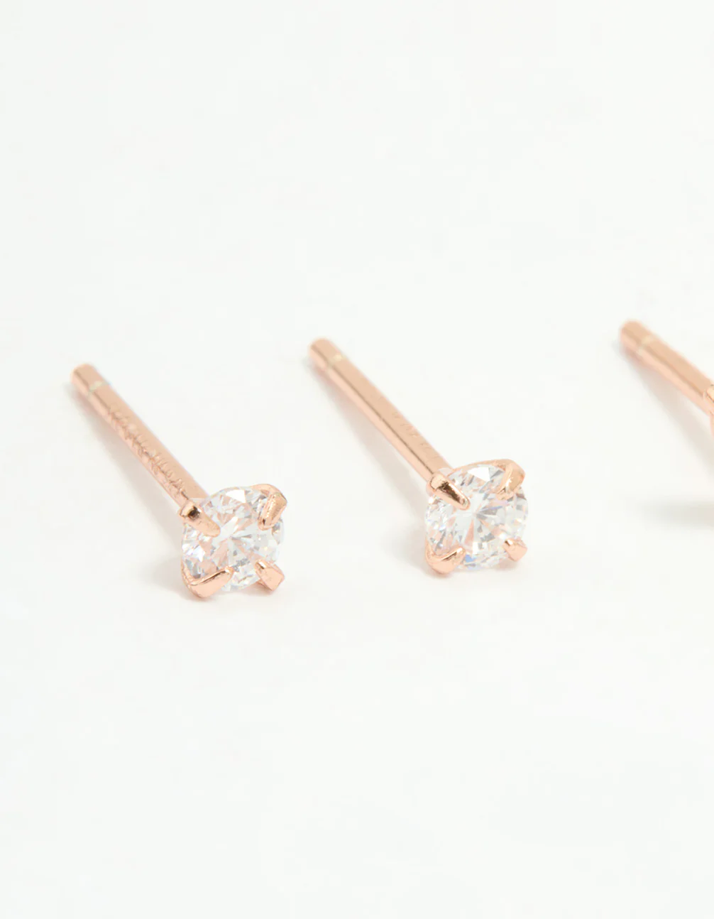 Rose Gold Plated Sterling Silver Cubic Zirconia Classic & Butterfly Stud Earrings 2-Pack - Image 2