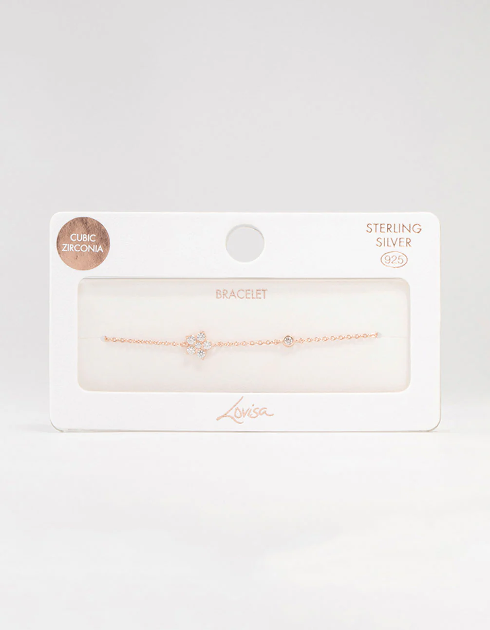 Rose Gold Plated Sterling Silver Cubic Zirconia Flower Bracelet - Image 3
