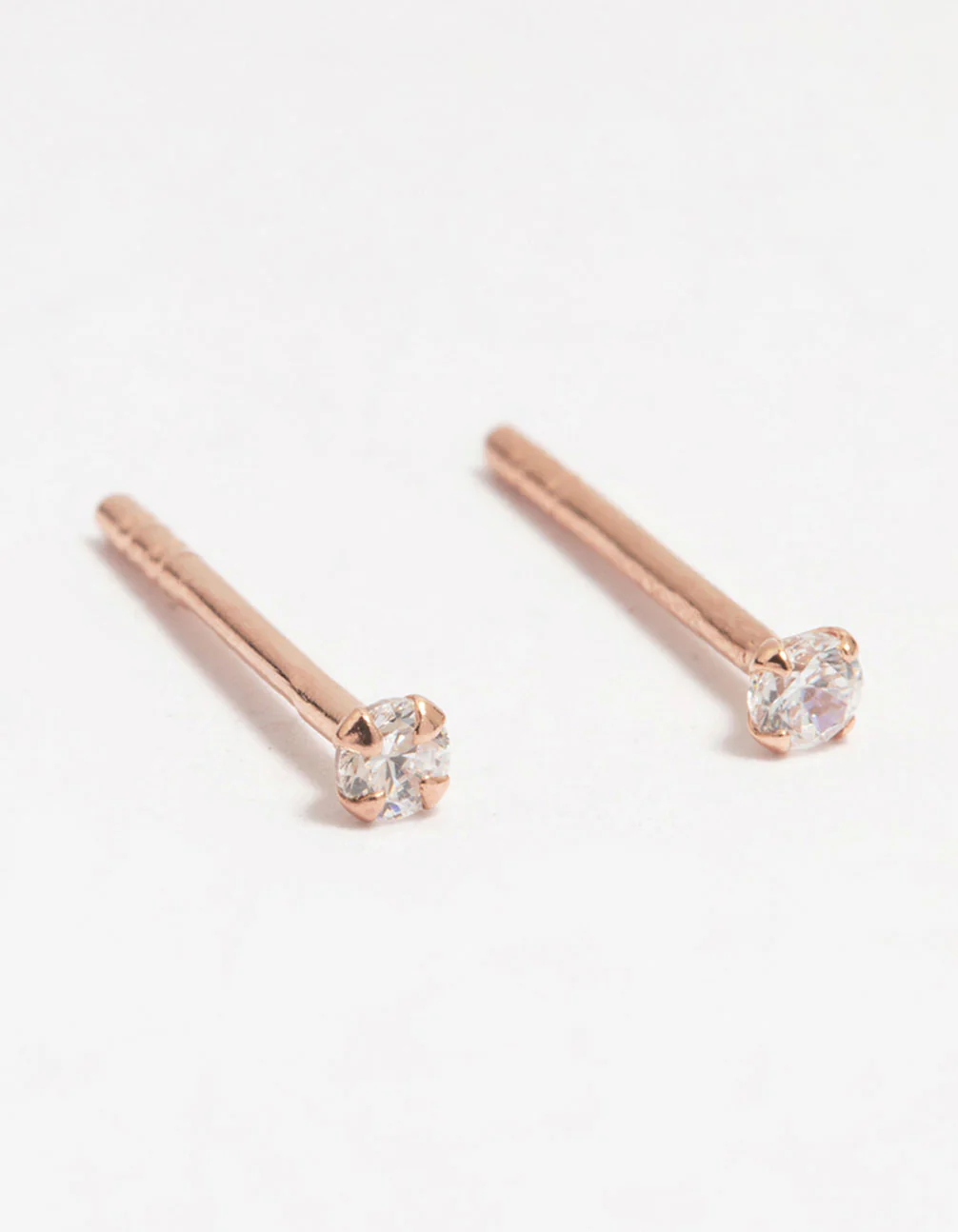 Rose Gold Plated Sterling Silver Cubic Zirconia Micro Stud Earrings