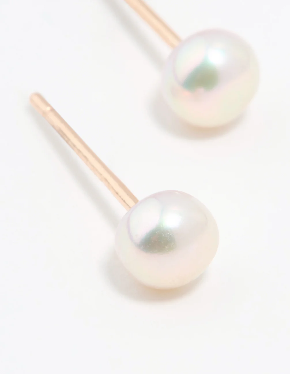 Rose Gold Plated Sterling Silver Freshwater Pearl Stud Earrings - Image 4