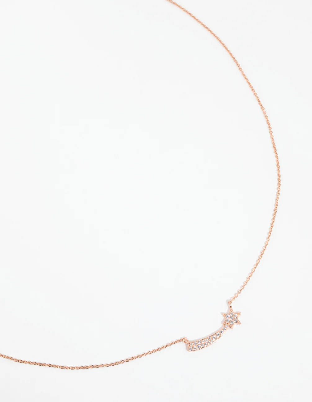 Rose Gold Plated Sterling Silver Cubic Zirconia Shooting Star Necklace