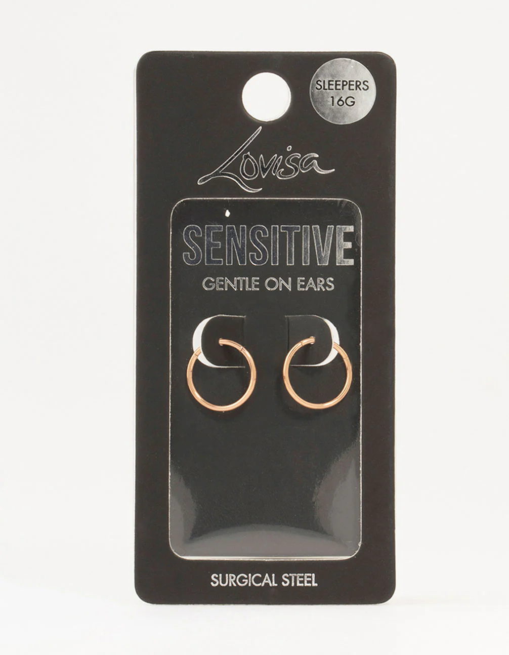 Rose Gold Plated Surgical Steel Sleeper Earrings 12MM - Image 3