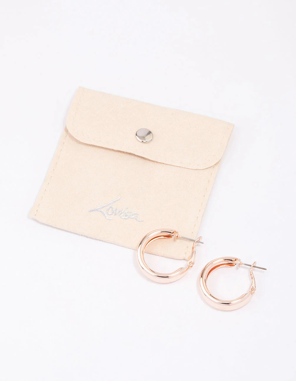 Rose Gold Sleek Hoop Earrings - Image 2