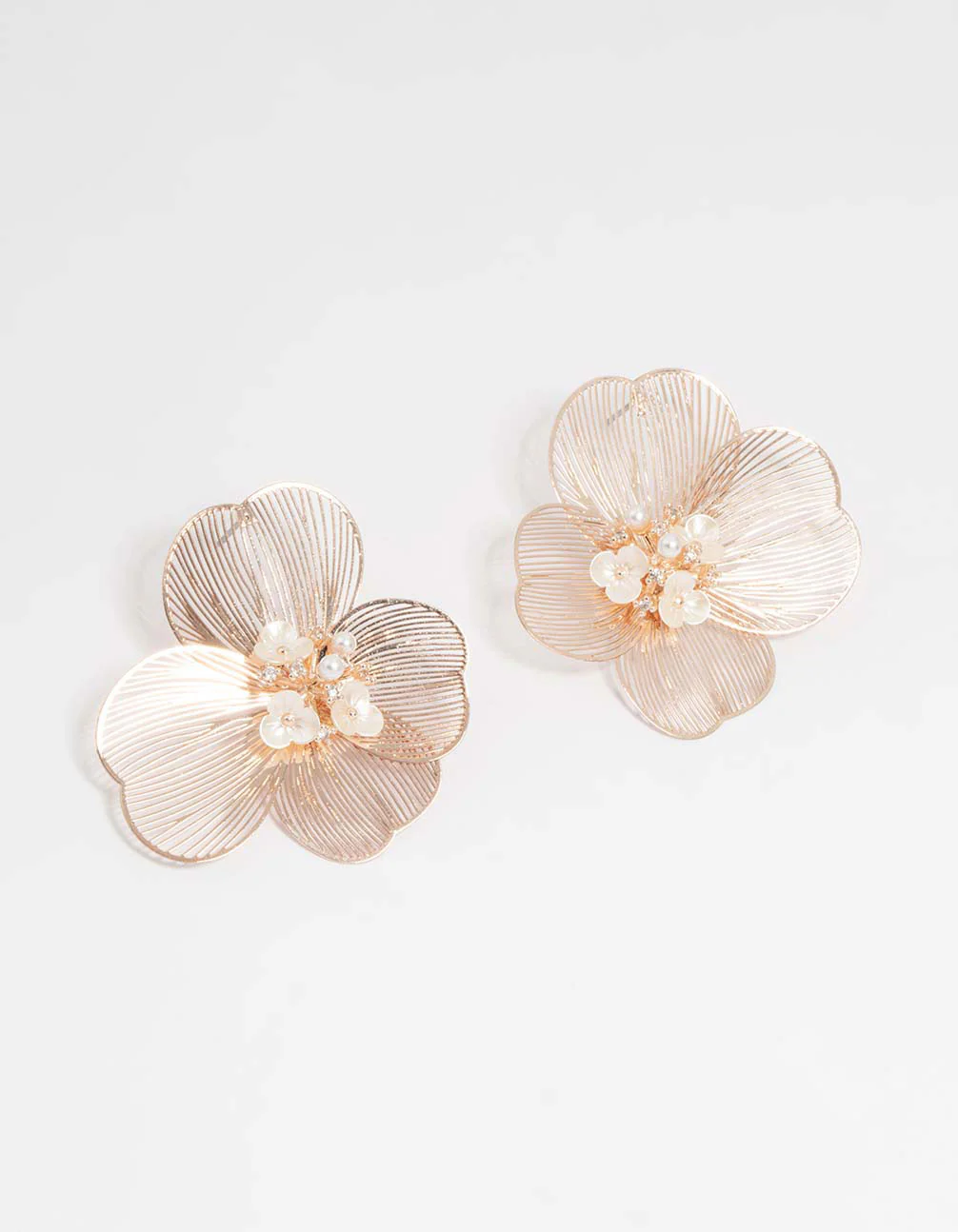Rose Gold Statement Flower Stud Earrings
