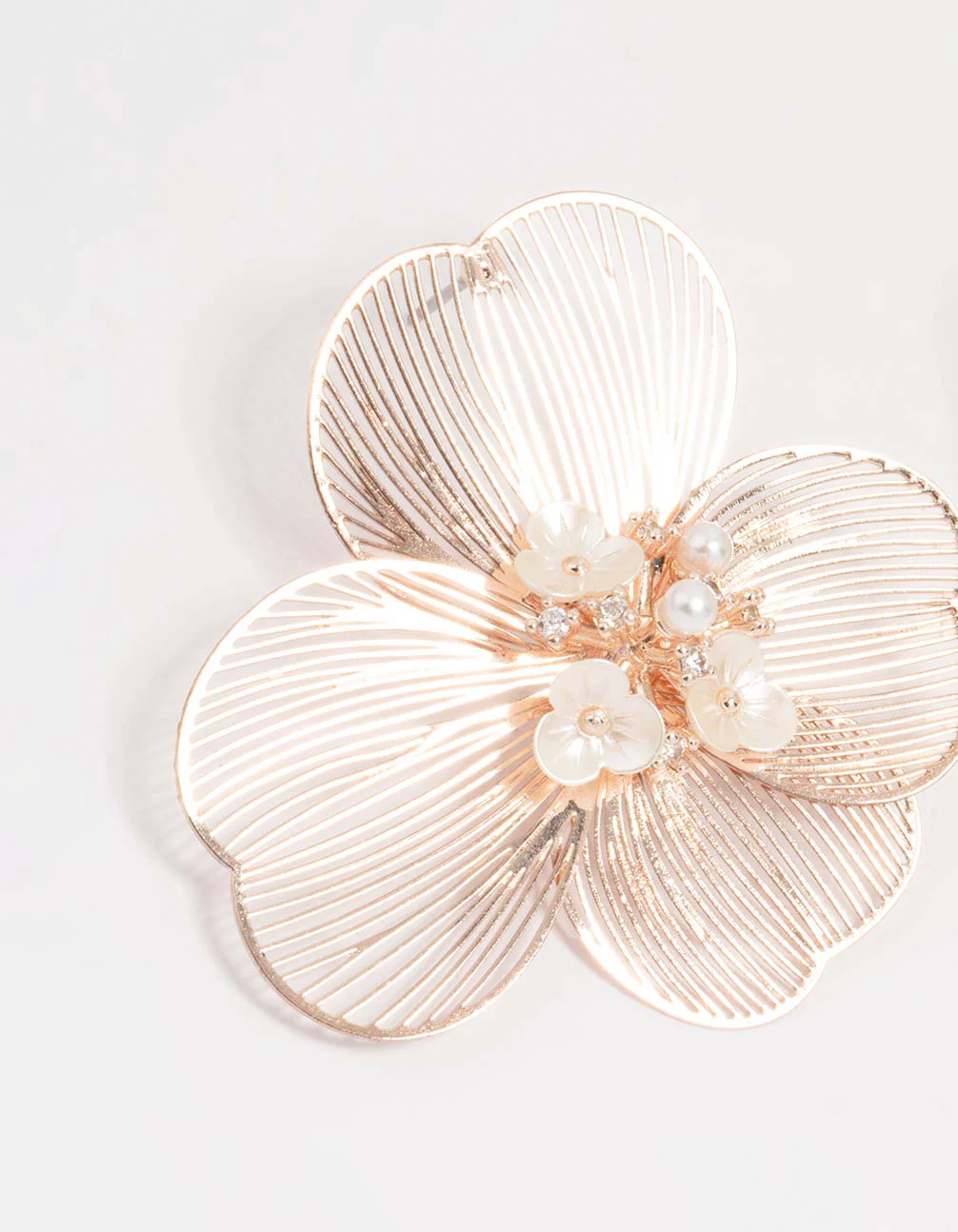 Rose Gold Statement Flower Stud Earrings - Image 4